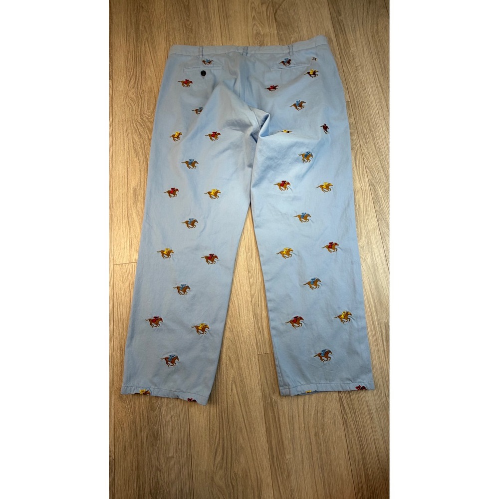 Castaway Nantucket Island Mens 42 Blue Horse Racing Embroidered Chino Pants - Picture 7 of 8